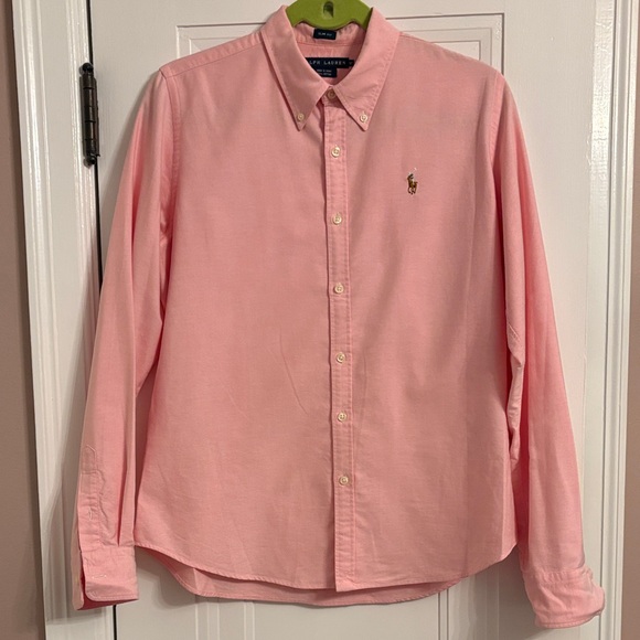 Ralph Lauren Women’s Slim Fit Button-Down Shirt in Soft Pink - Picture 1 of 6